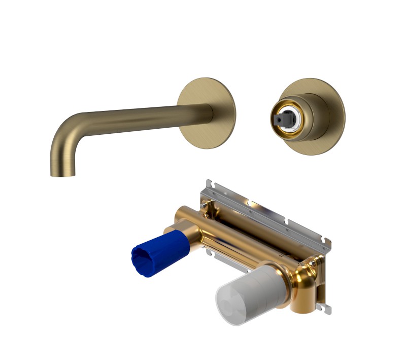 ULTRAMIX tělo podomítkové dvouprvkové umyvadlové baterie, hubice 20cm, zlato mat UT018G-1