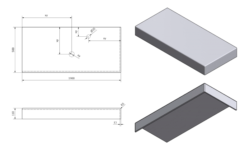 TAILOR rockstone deska 200x50 cm, provedení límce C TR200C
