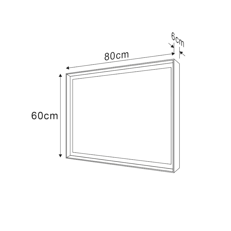 SORT zrcadlo s LED osvětlením 60x80cm, černá mat ST080