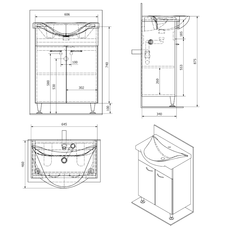KERAMIA FRESH umyvadlová skříňka 60,6x74x34 cm, bílá 50063A
