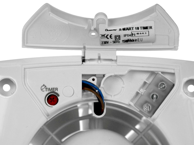 X-MART 12T koupelnový ventilátor axiální s časovačem, 20W, potrubí 120mm, bílá 01021000