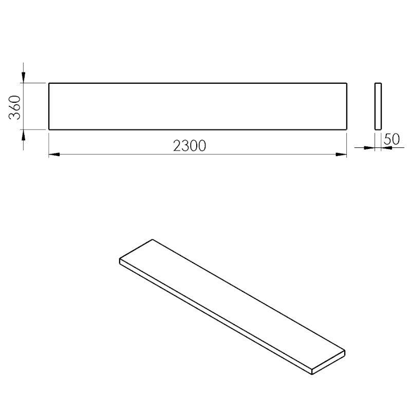 AVICE deska pod umyvadlo 230x36cm, tl.5cm, dub tmavý AV23611