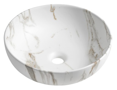 RONDANE keramické umyvadlo na desku Ø 41cm, bianco carrara AR435BC