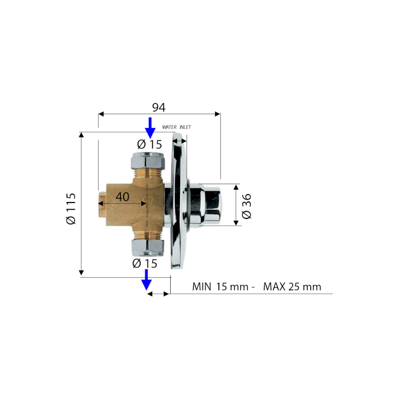 TEMPOR samouzavírací podomítkový sprchový ventil, chrom 937.241.1