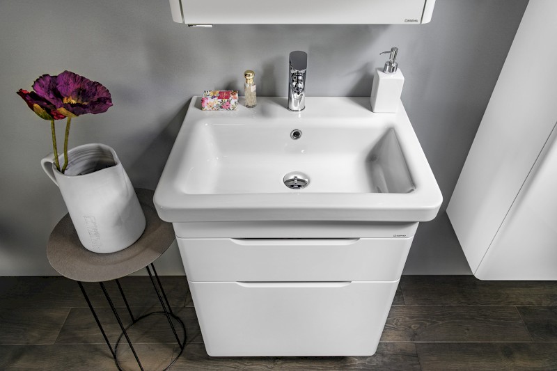 ELLA umyvadlová skříňka 56,5x65x43cm, 2x zásuvka, bílá EL062-3030