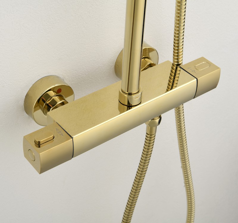 Sprchový sloup s termostatickou baterií, zlato SZ139