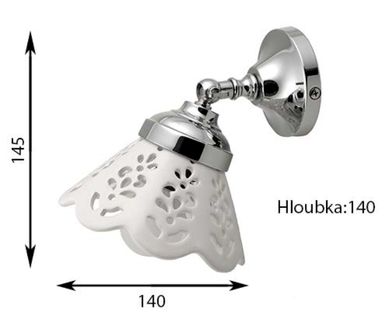 TRAPANI svítidlo E14 40W, 230V, IP21, keramické stínítko, chrom MC026