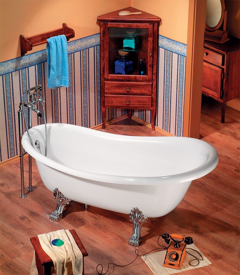 RETRO volně stojící vana 167,5x76x71cm, nohy chrom mat, bílá 42122