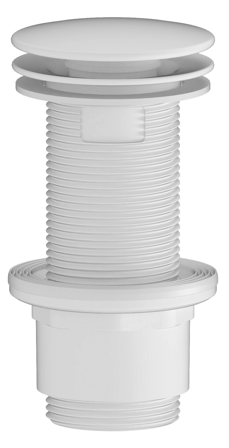 Umyvadlová výpust 5/4“, neuzavíratelná, velká zátka, 10-80mm, ABS/bílá mat CV1232WM
