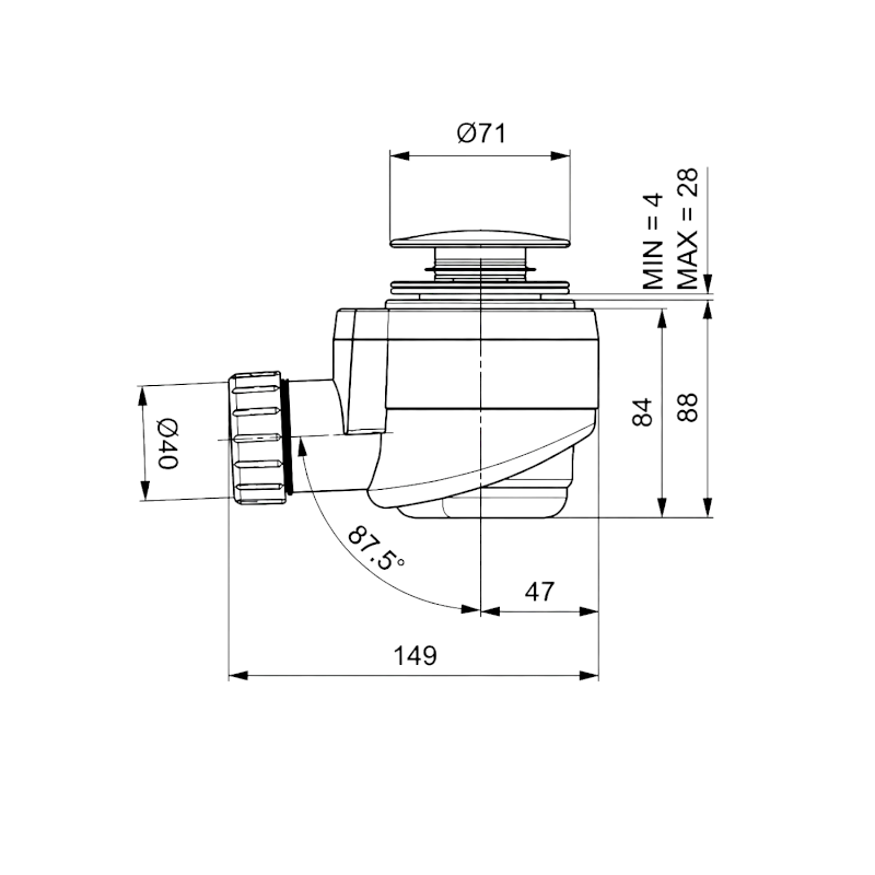 Vanová výpust DN40, click-clack, měď mat 71714PG