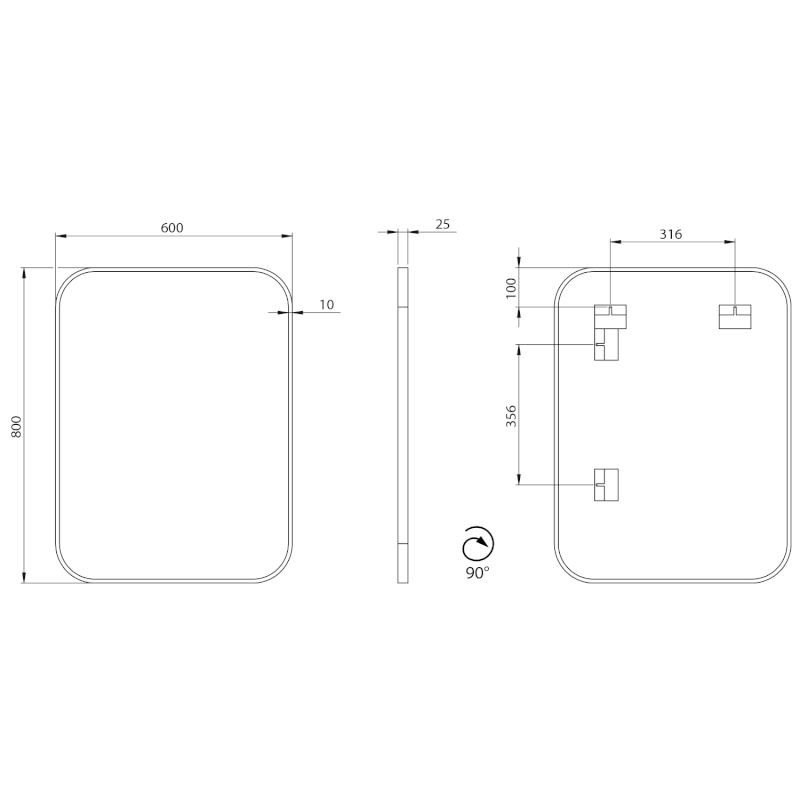 AROWANA zrcadlo v rámu 60x80cm, černá mat AWB0600