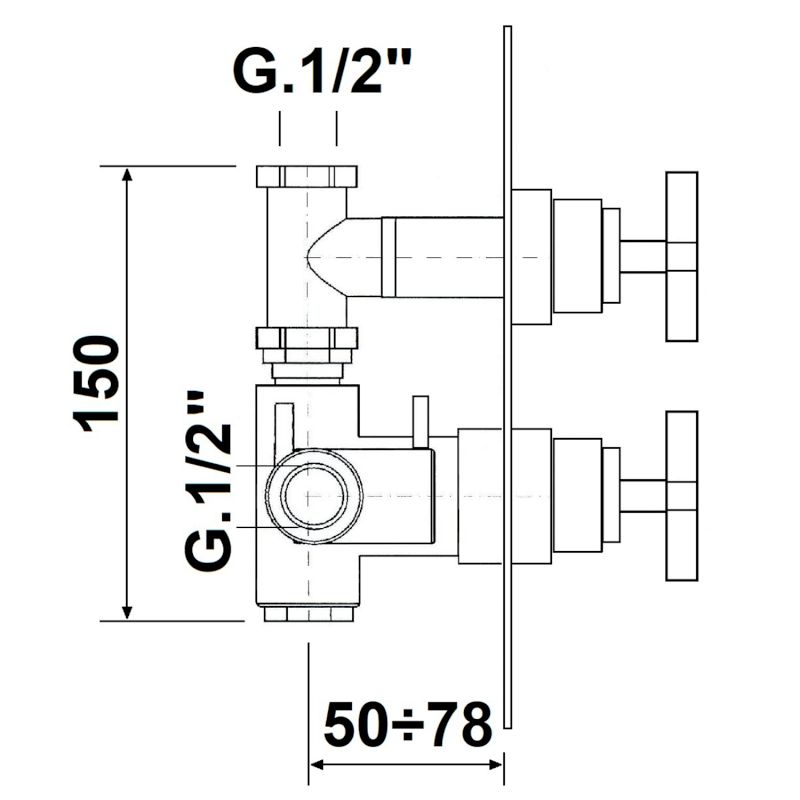 TRAX podomítková sprchová termostatická baterie, 3 výstupy, chrom TMAQ053
