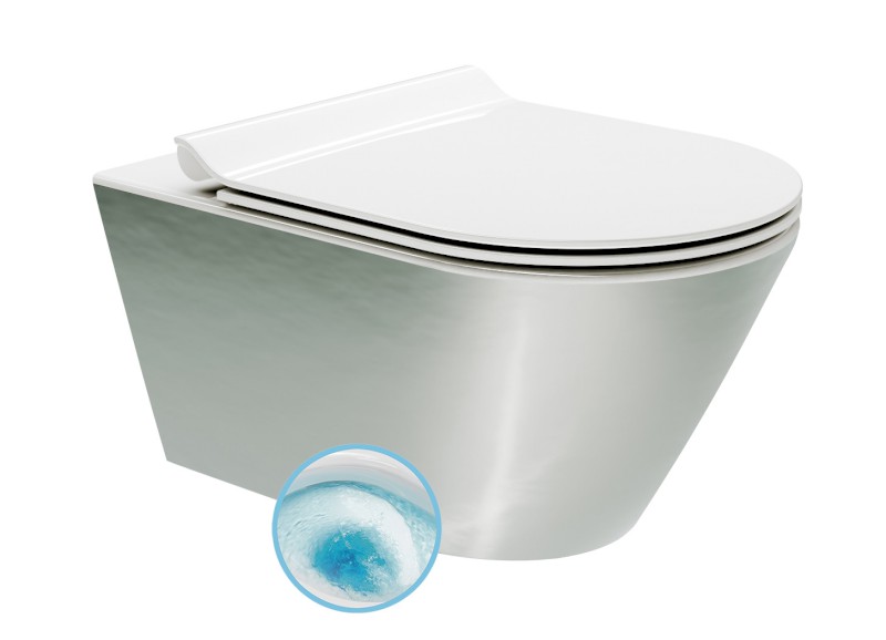 KUBE X závěsná WC mísa GeniusFlush, 36x55cm, bílá/stříbrná 941355