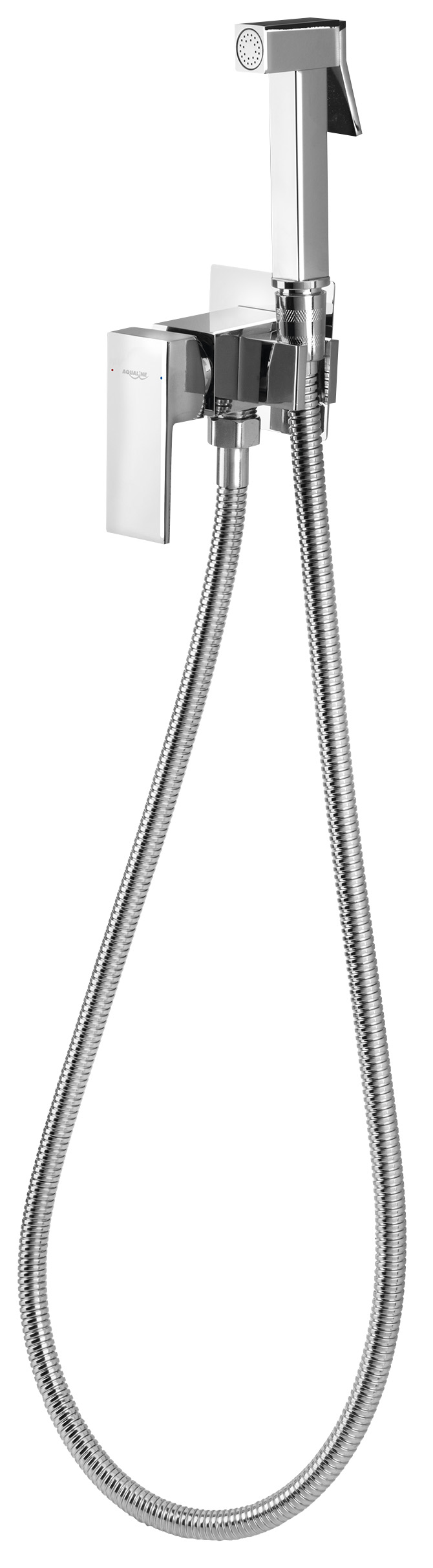 Podomítková bidetová baterie se Stop sprškou, hadice 1,2m, hranatá, chrom SK301