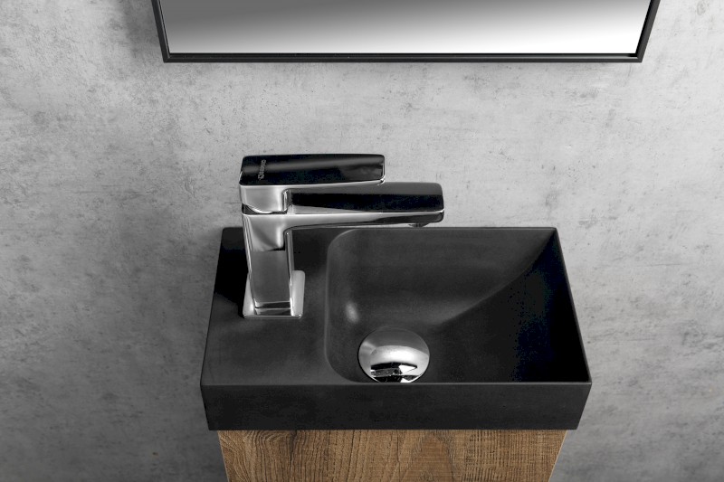 PICCOLINO betonové umývátko 30,8x17cm, baterie vlevo, antracit mat PK30016