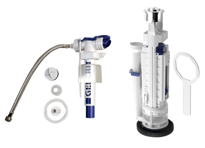 Splachovací souprava s DUAL tlačítkem, boční napouštění 3/8