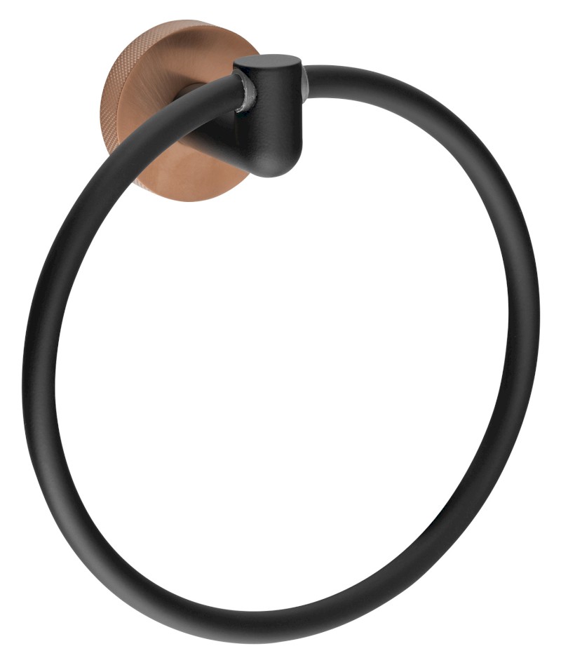 LARISSA držák ručníků kruh, černá/měď mat WS006BC