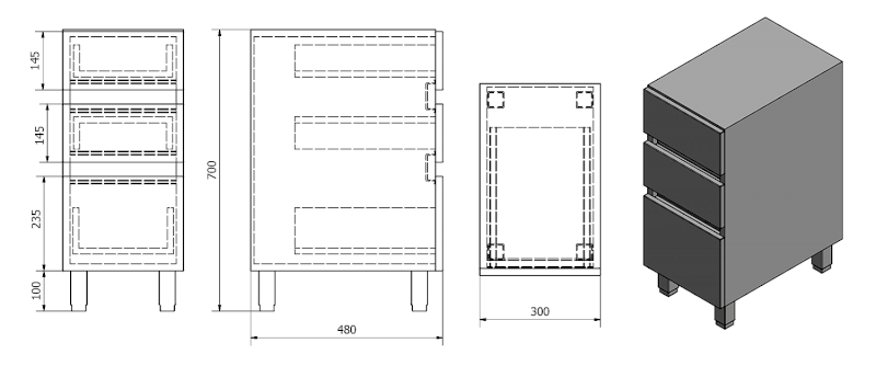 AVICE 3x zásuvka 30x70,5x48cm, bílá AV062-3030