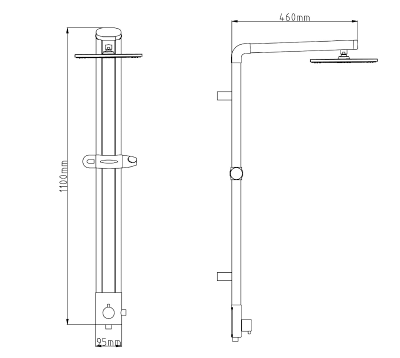 TOUR sprchový sloup k napojení na baterii, hlavová, ruční sprcha, chrom SL030