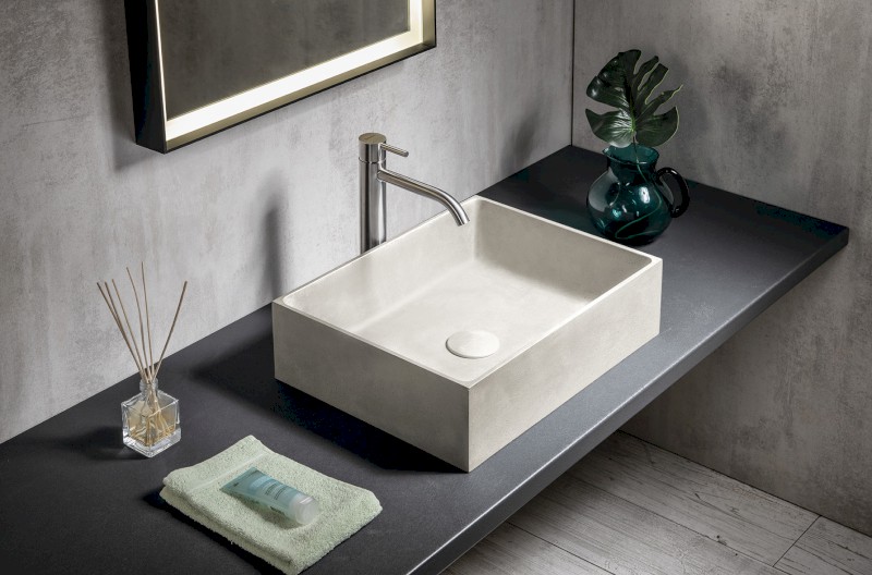 FORMIGO betonové umyvadlo na desku, 47,5x36,5cm, písková mat FG114