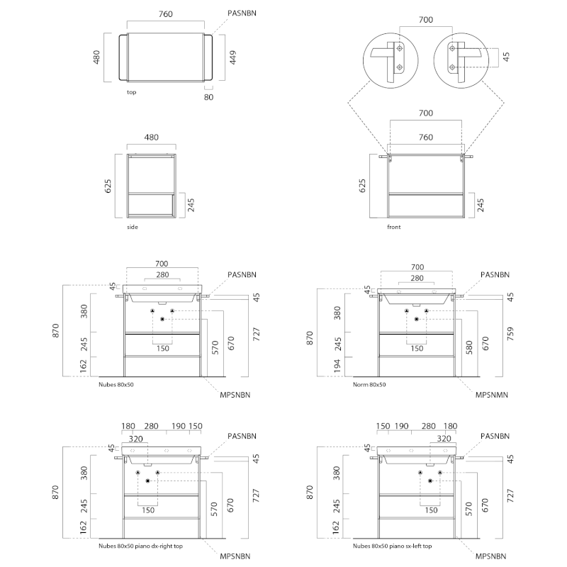 NORM nábytková nožička, výška 194mm, pro konstrukci MSAN80N/MSAN100N, černá MPSNMN