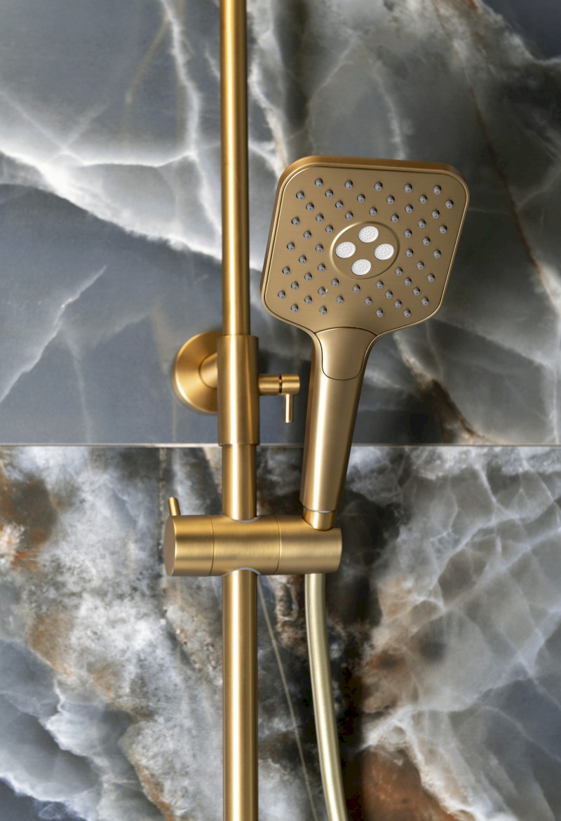 Sprchový sloup s termostatickou baterií, zlato mat SZ139GB