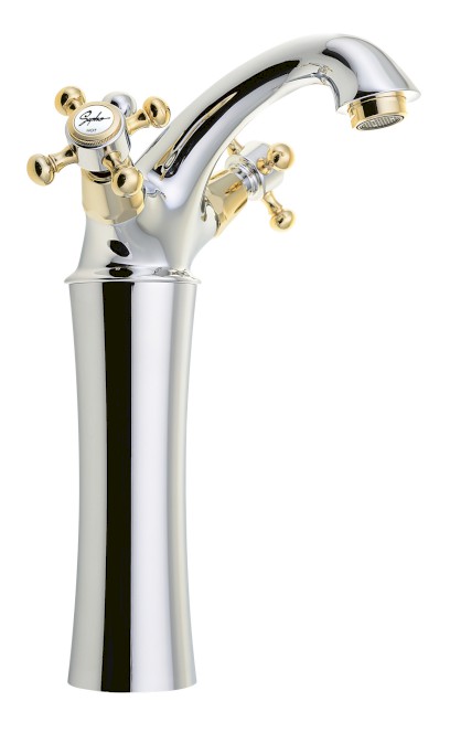ANTEA stojánková umyvadlová baterie vysoká s výpustí, výška 245mm, chrom/zlato 3172L