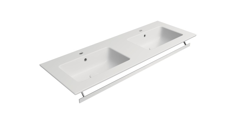 PURA keramické dvojumyvadlo Slim 122x46cm, bílá mat 8888109