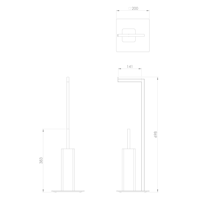 FELIX stojan s držákem na toaletní papír a WC štětkou, hranatý, chrom 133213