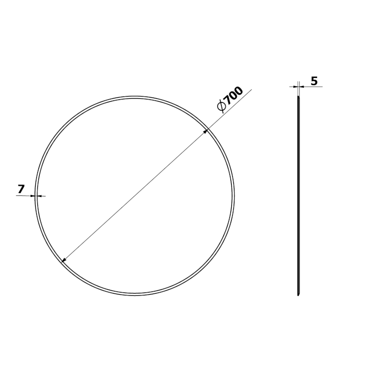 RENGAS kulaté zrcadlo s fazetou ø 70cm, CU free RG070