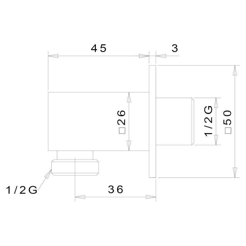 Vývod sprchy, hranatý, tenká krytka, černá mat SG302NE