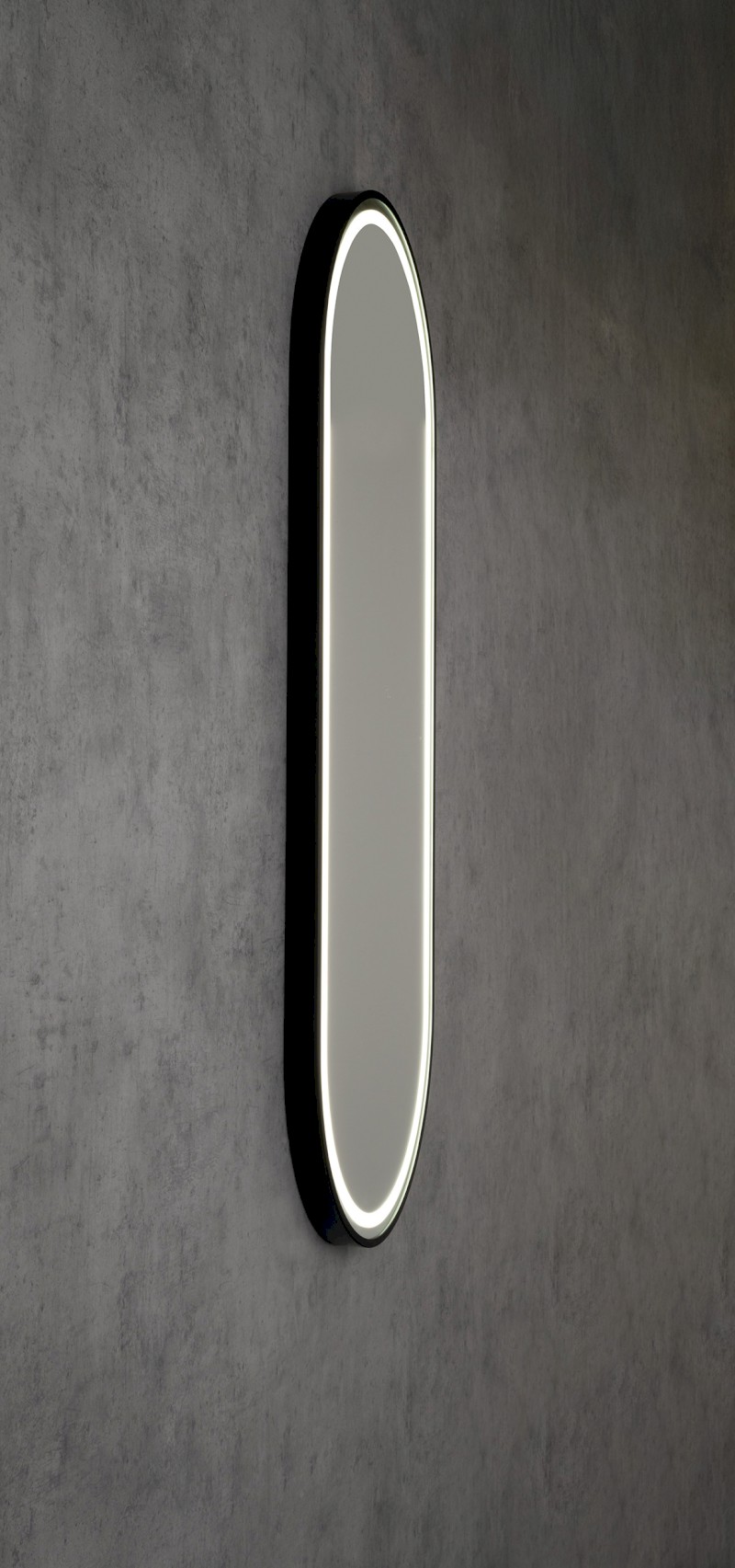 KAIRA oválné zrcadlo s LED osvětlením 120x50cm, černá mat KA500