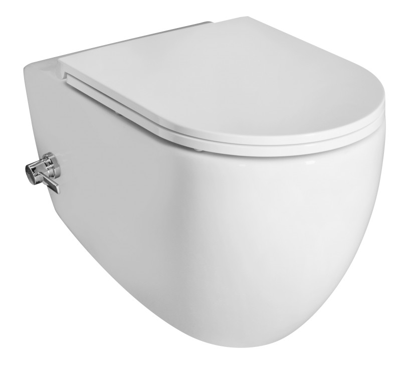 INFINITY CLEANWASH závěsná WC mísa, integrovaný ventil a bidet. sprška, Rimless, 36,5x53cm, bílá 10NFS1001I