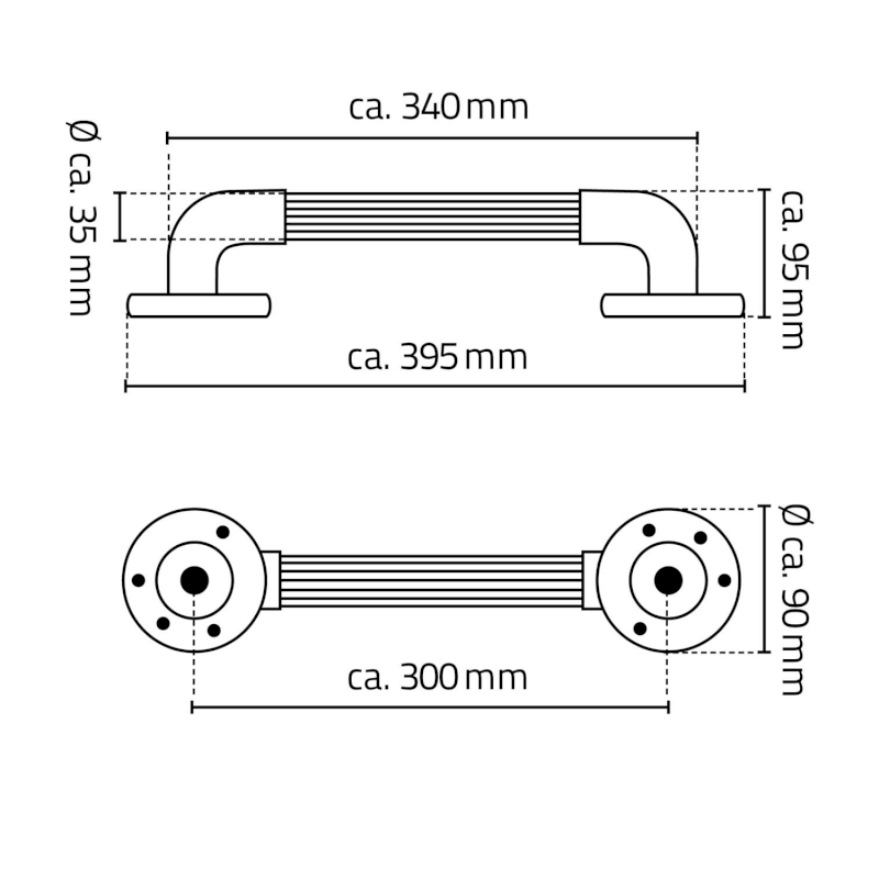 Pevnostní madlo plastové, 300mm, černá A1013010