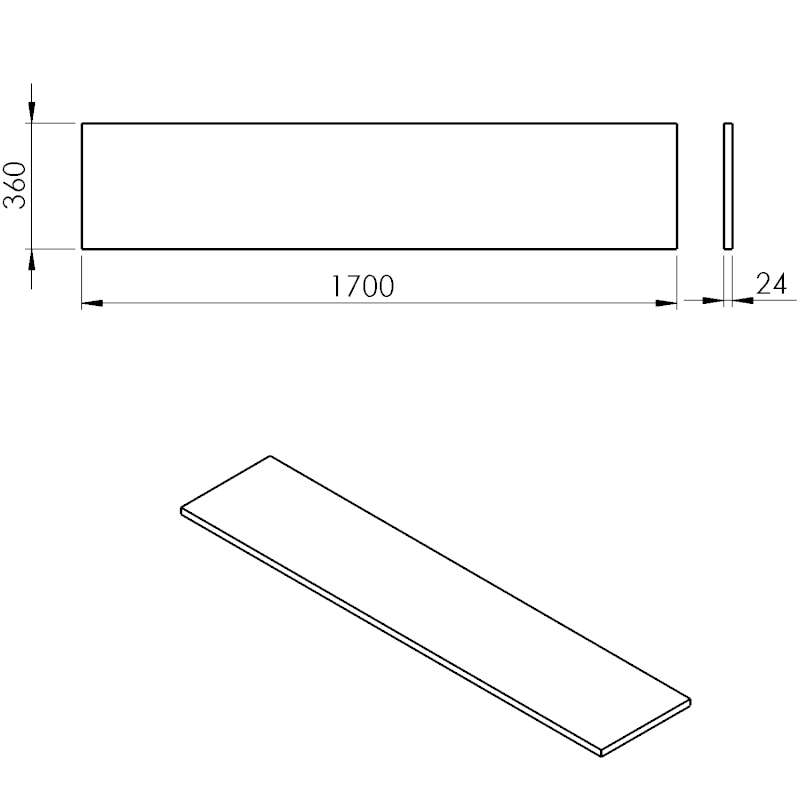 PLATO deska Rockstone 1700x24x360mm, bílá mat PL176-0101