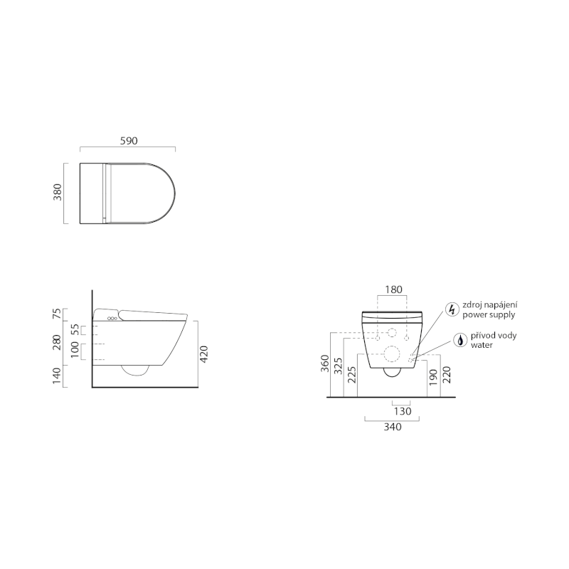 WCLEAN závěsné WC Swirlflush s integrovaným elektronickým bidetem, cenere dual-mat 7418K17