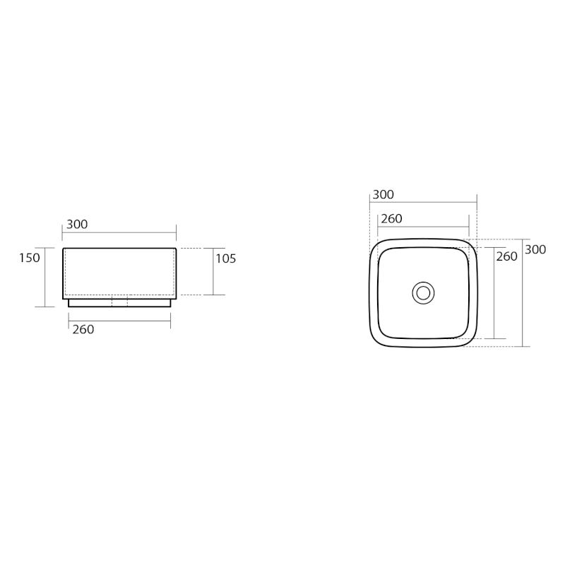 HAKO keramické umyvadlo na desku 30x30cm, černá mat 554331