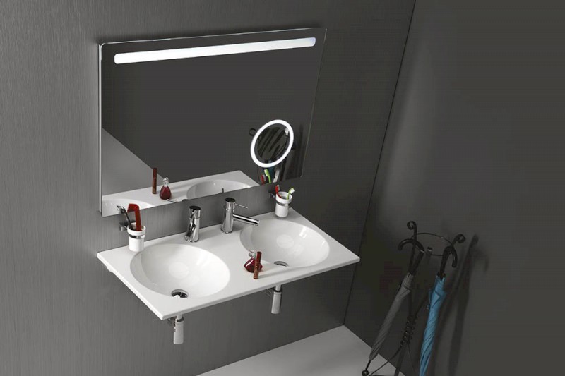 JUNO dvojumyvadlo, litý mramor, 100x47cm, bílá JU100