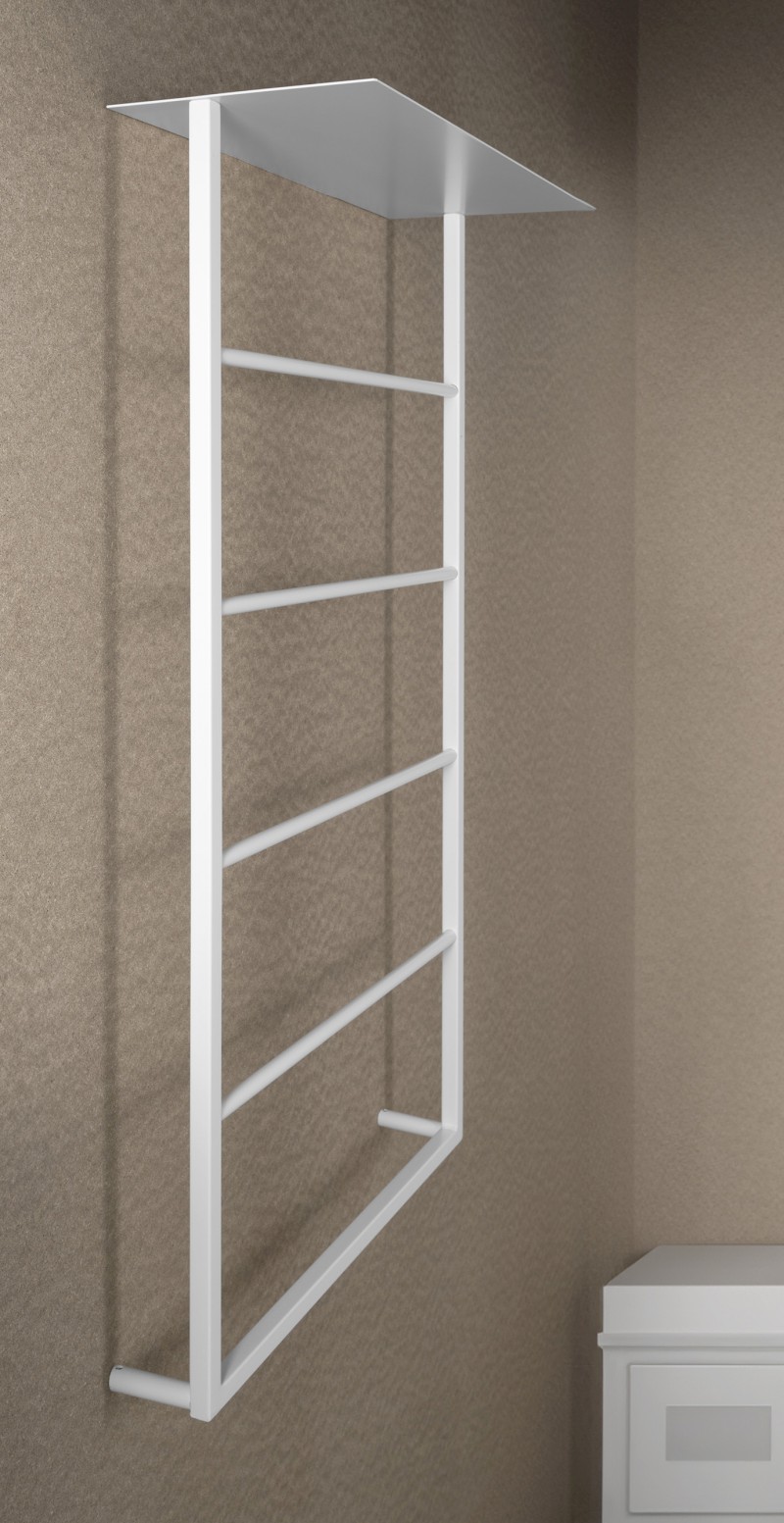 SKA nástěnný sušák ručníků s policí 604x1184x252mm, bílá mat SKA712