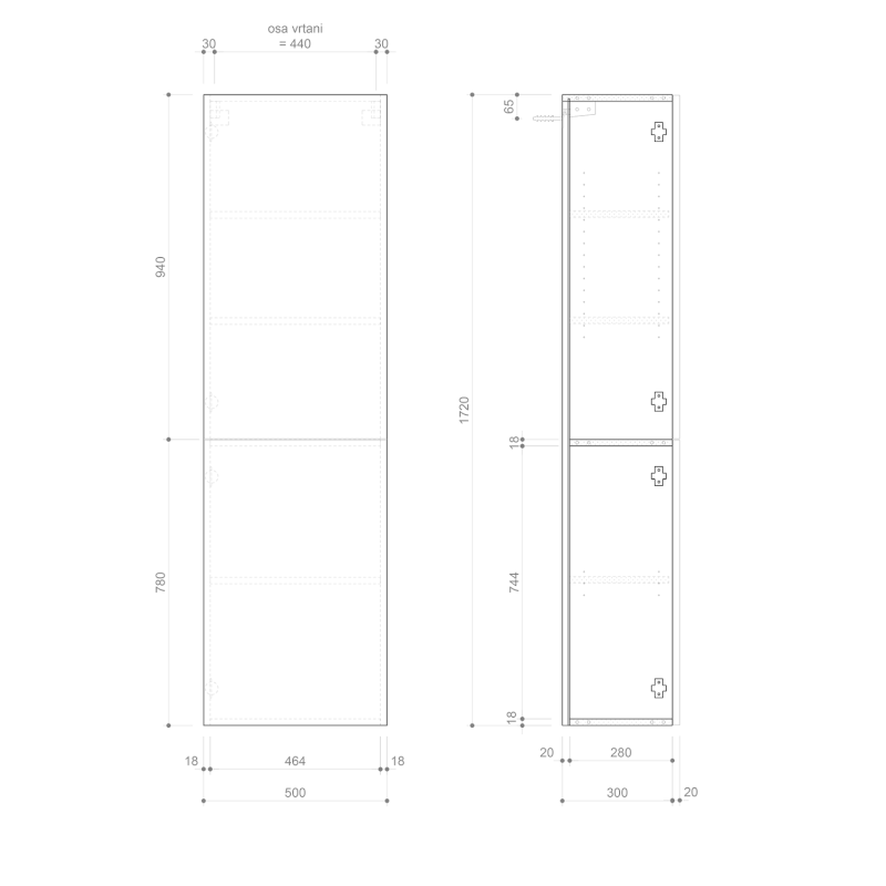 ESPACE STRIP skříňka 50x172x32cm, 2x dvířka, levá/pravá, siena ESC450-4242S
