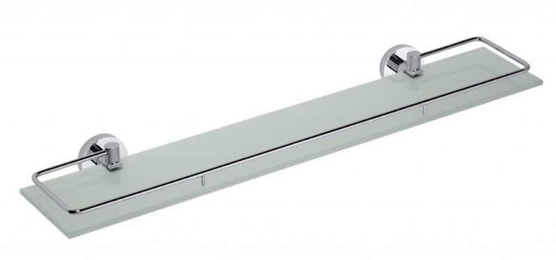 X-ROUND E polička skleněná s výklopnou hrazdou 600x130mm, mléčné sklo, chrom XR600