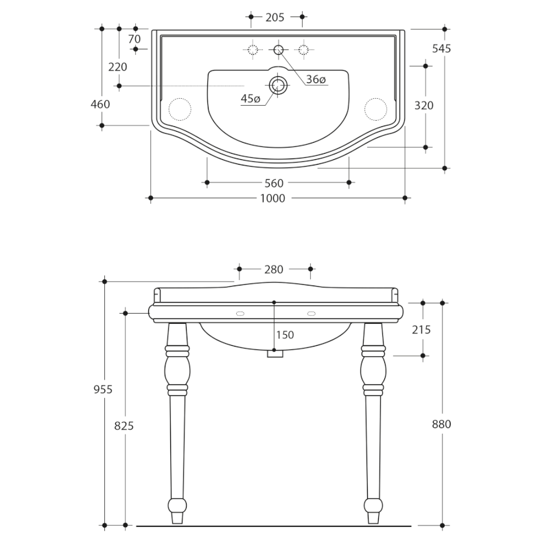 RETRO keramické nohy k umyvadlu 105001, rovné, 1 ks, černá mat 108331