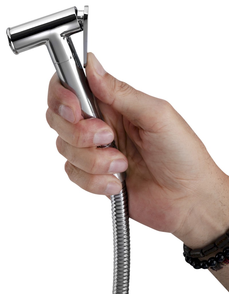 Podomítková bidetová baterie se Stop sprškou, hadice 1,2m, kulatá, chrom SK302