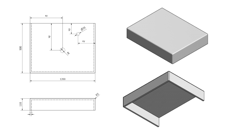 TAILOR rockstone deska 120x50 cm, provedení límce C TR120C