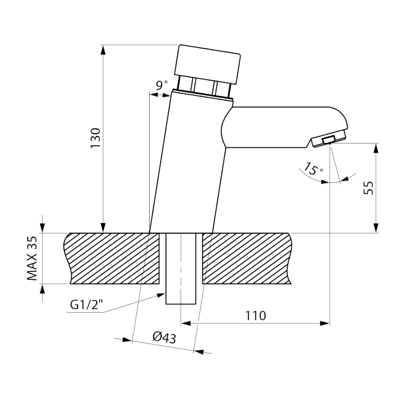 TEMPOR samouzavírací stojánkový ventil na umyvadlo, chrom 937.001.1