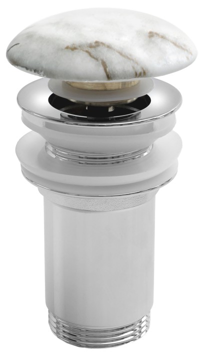 Umyvadlová výpust 5/4“, click-clack, keramická zátka, 10-50mm, bianco carrara AR900BC
