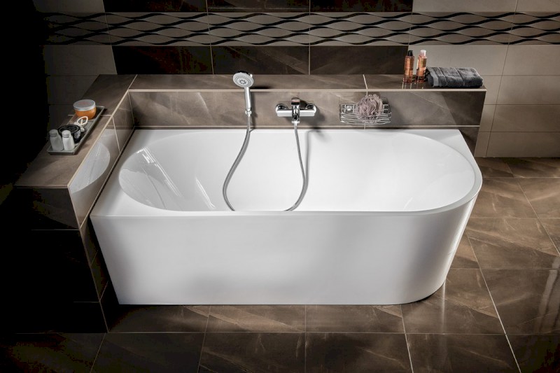 TIBERA L rohová stojící vana, 170x80cm, bílá E1026