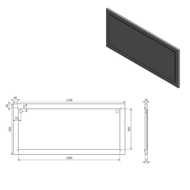 TREOS zrcadlo v rámu 110x50cm, dub Polar TS100-1010