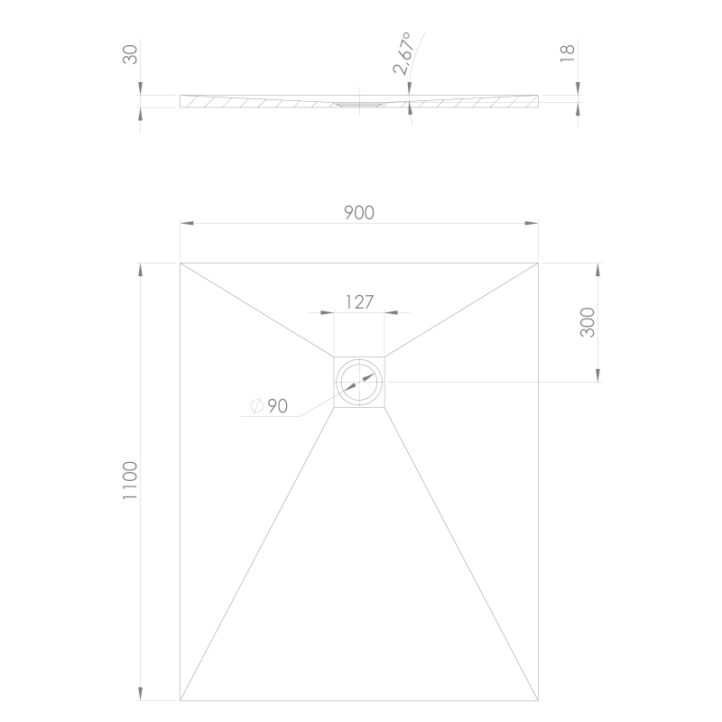 TRENECA vanička z litého mramoru s možností úpravy rozměru, 110x90cm, šedá mat 84314.31