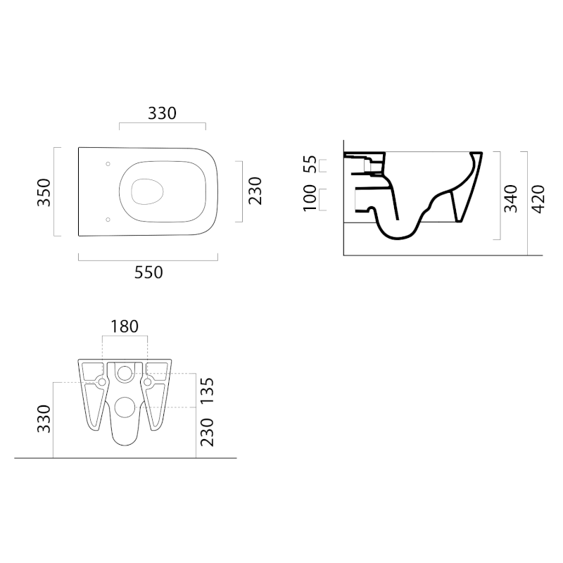 NUBES závěsná WC mísa, Swirlflush, 35x55cm, černá dual-mat 961526